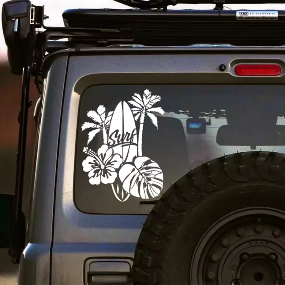Pegatinas de vinilo para coche de Surf Tropical, calcomanías impermeables para SUV, camión, viajes en la playa, accesorios de decoración para ventana y carrocería de verano