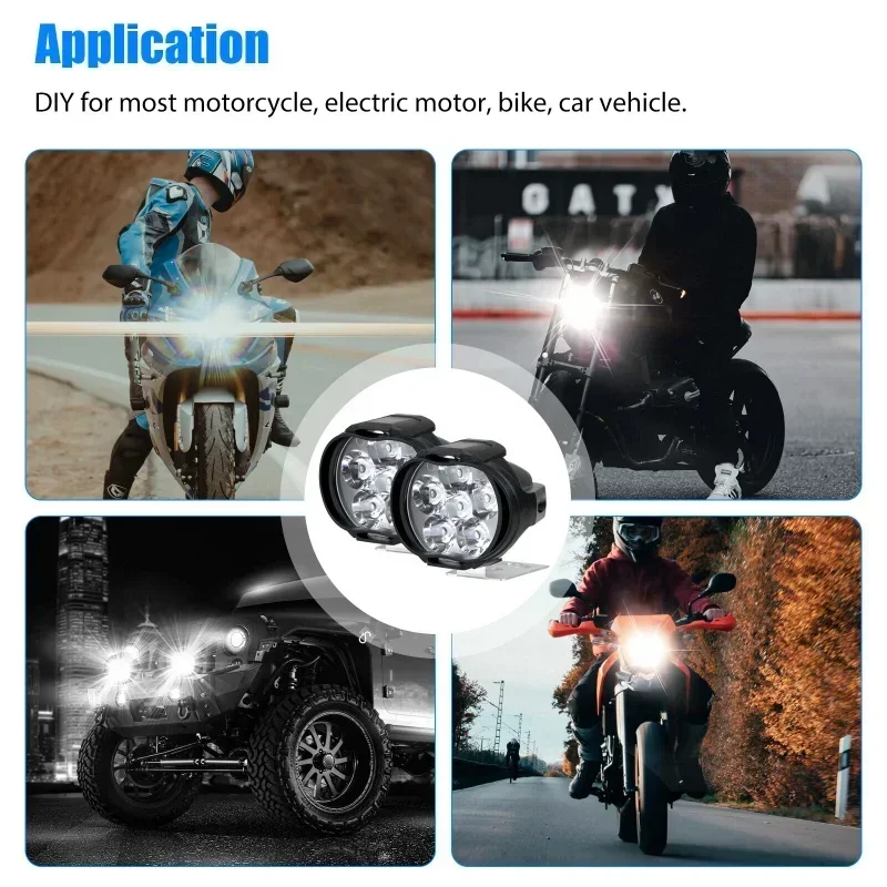 

1/4Pcs Motorcycles Headlight Working Spot Light 6 LED Auxiliary Motorcycles Headlight Motorbike Fog Lamp Scooter Modified Bulbs