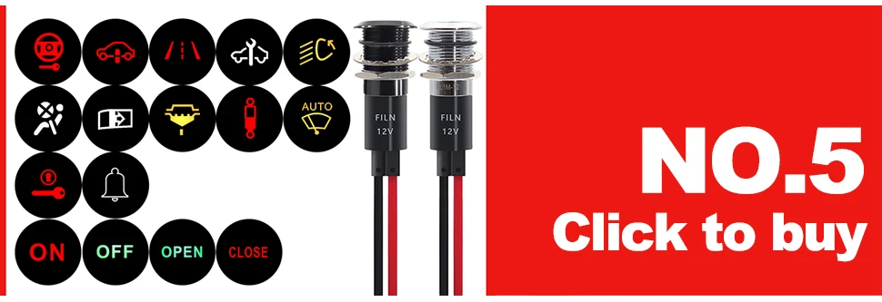FILM 12V 24V Symbol Pilot Led Licht Metall Anzeige 8mm 10mm 12mm 14mm 16mm Auto Dashboard Lkw Dash Bau Marine – Detail 5
