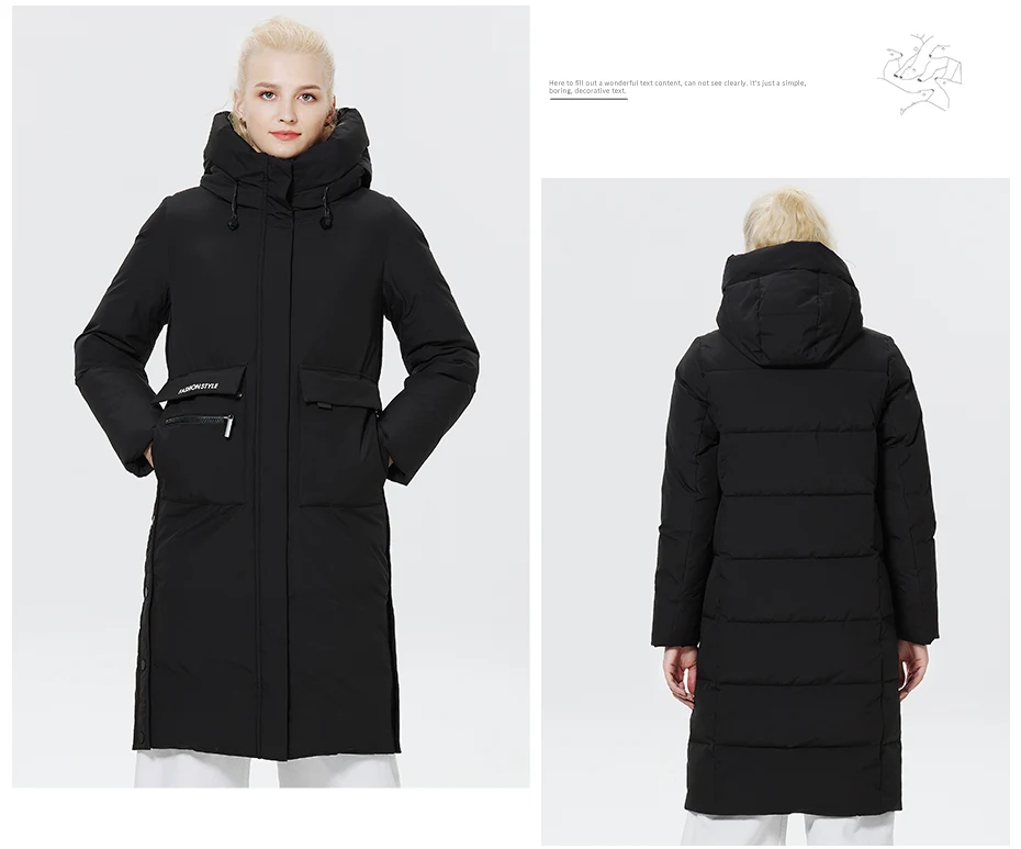 ICEbear 2023 Winter Women Jacket Long Cotton Big Pockets Ladies Coat Women's Thickened Warm Parka GWD22578-1D
