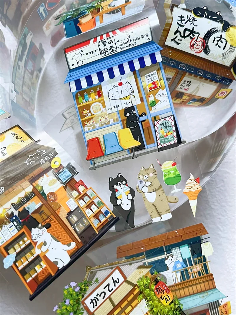 1 Loop Xiami Studio Lovely Cat Daily Life PET Washi Tapes DIY Decor Card Making Scrapbooking Journal Material Plan Sticker