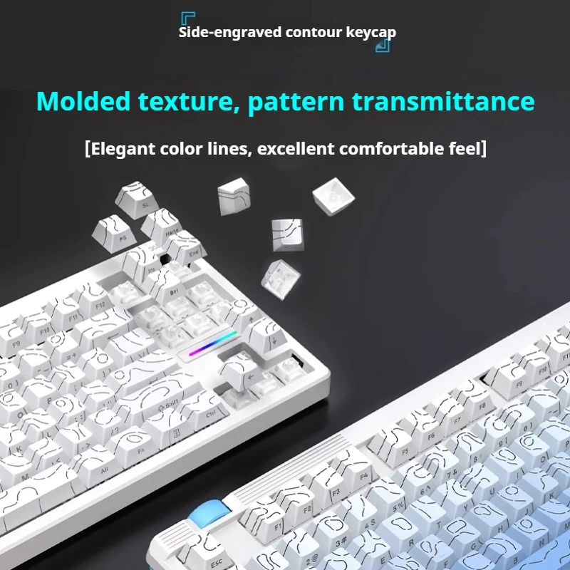 คีย์บอร์ดกลไก KS87 PRO เชื่อมต่อได้สามโหมด โครงสร้างปะเก็นแบบกำหนดเอง ขอบปุ่มสลักลายนูน แบตเตอรี่ใช้งานได้ยาวนาน
