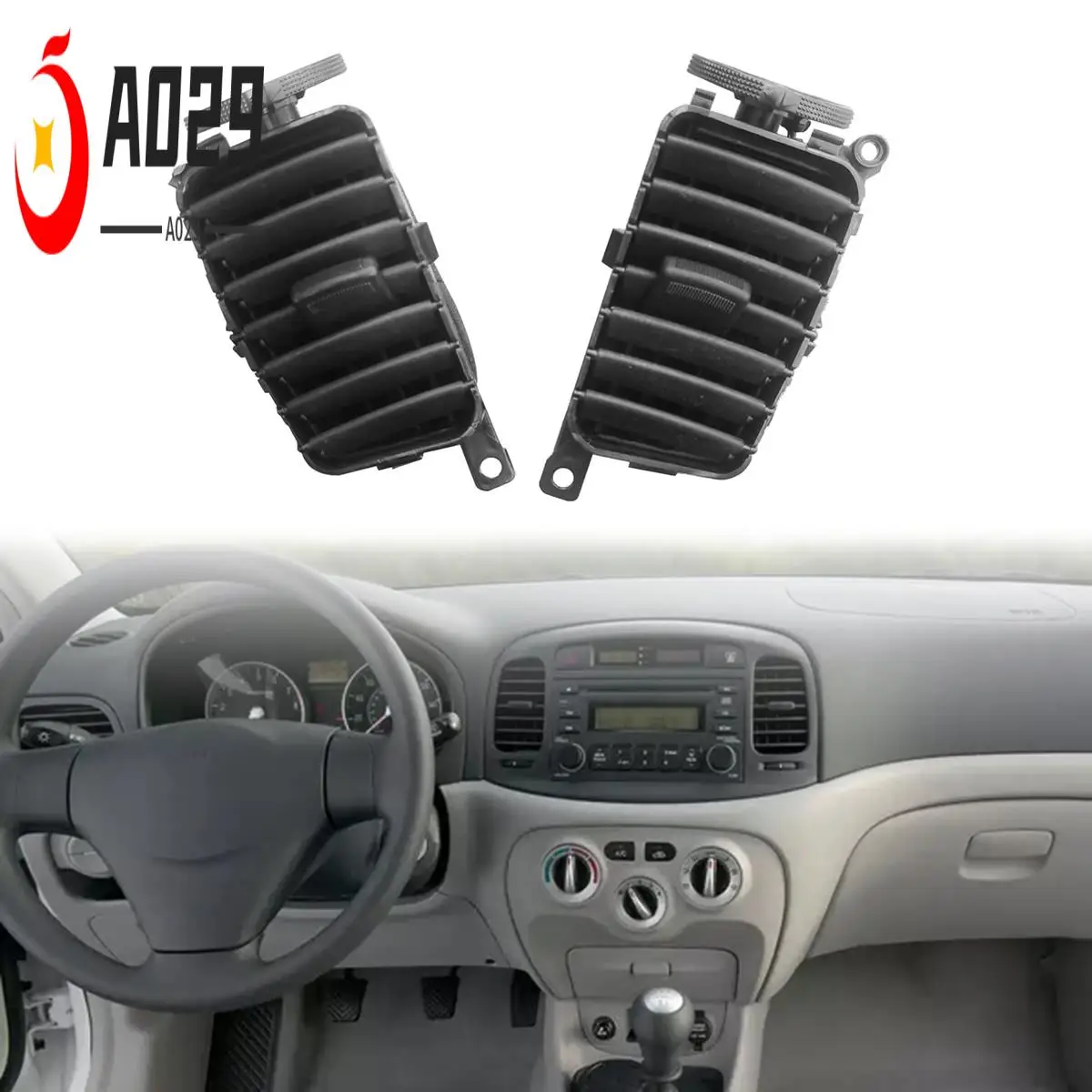 

A029-2Pcs Front Central Dashboard Air Vent Outlet Grill Panel For Hyundai Accent Hatchback 2006 - 2011 974101E000 974201E000