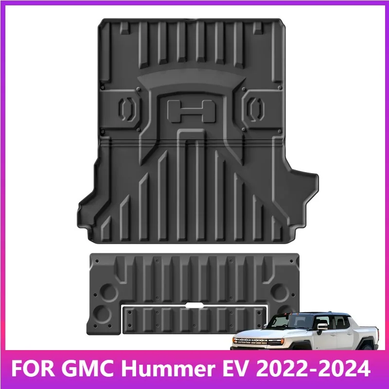 

Для GMC Hummer EV 2022-2024 автомобильные передние и задние коврики для багажника, подкладка для кровати грузовика, TPE 3D, всесезонная защита, черный