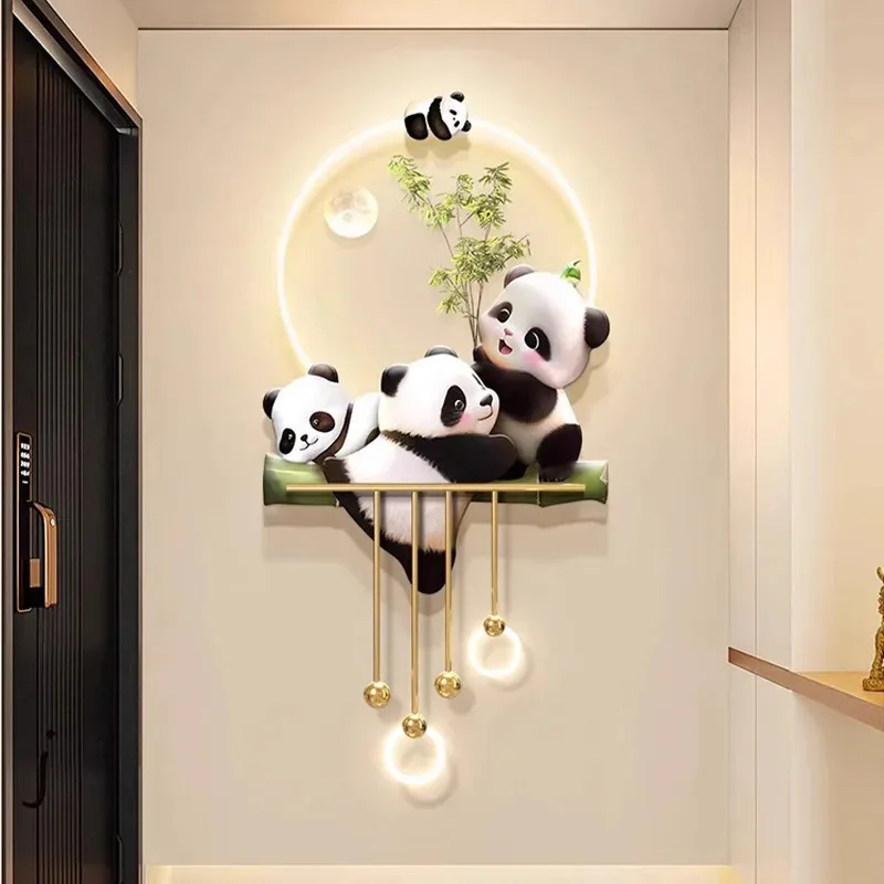 

3D Three Dimensional Entrance Wall Lamp Home Decoration Living Room Background Wall Light Panda Landscape Painting Wall Lights