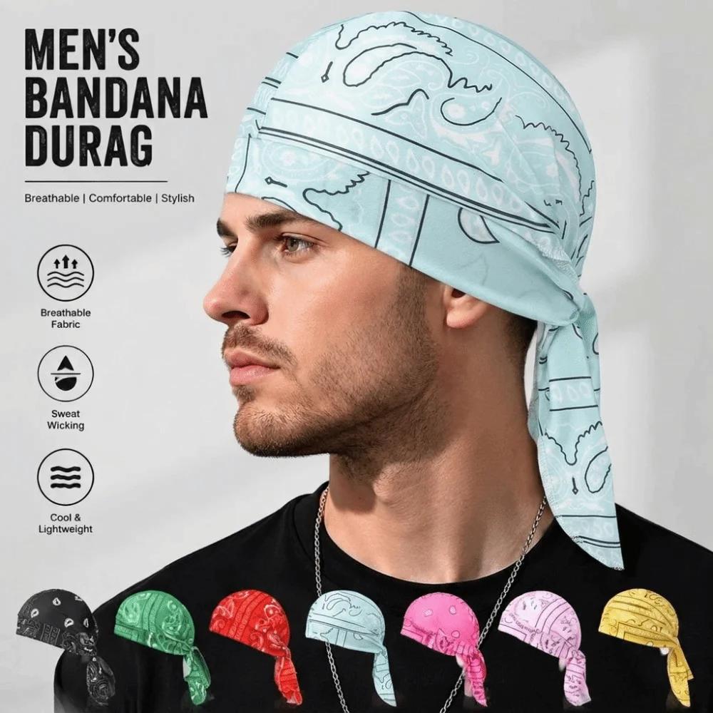 Cashew Print Paisley Printed Headscarf Breathable Lightweight Cycling Headscarf Wave Print Quick Dry Hip Hop Hat Outdoor Sports