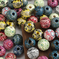 10Pcs 16mm Boho Style Wooden Beads Multiple Color Loose Spacer Beads For Diy Jewelry Making Necklace Bracelet Accessories