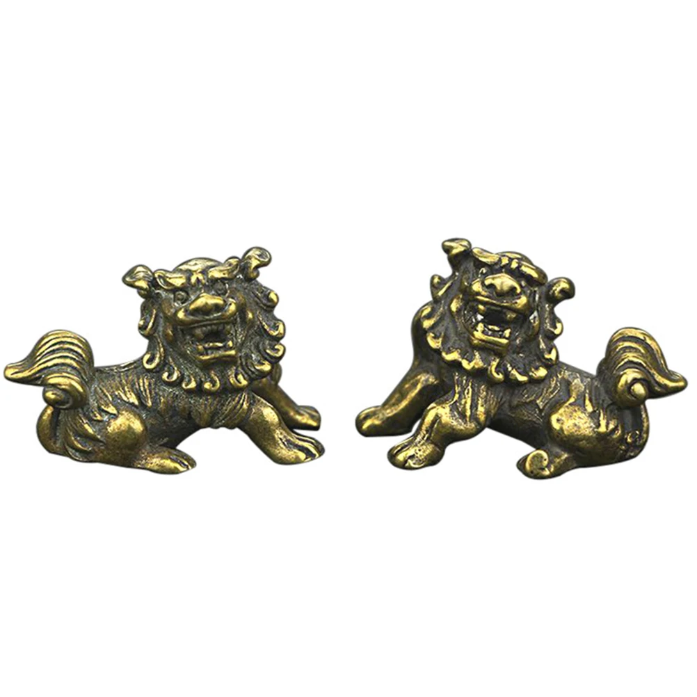 

Brass Feng Lion Tabletop Adornment Shui Decor Copper Lion Decoration Desktop Adornment Home Room Tabletop Statue Figurine