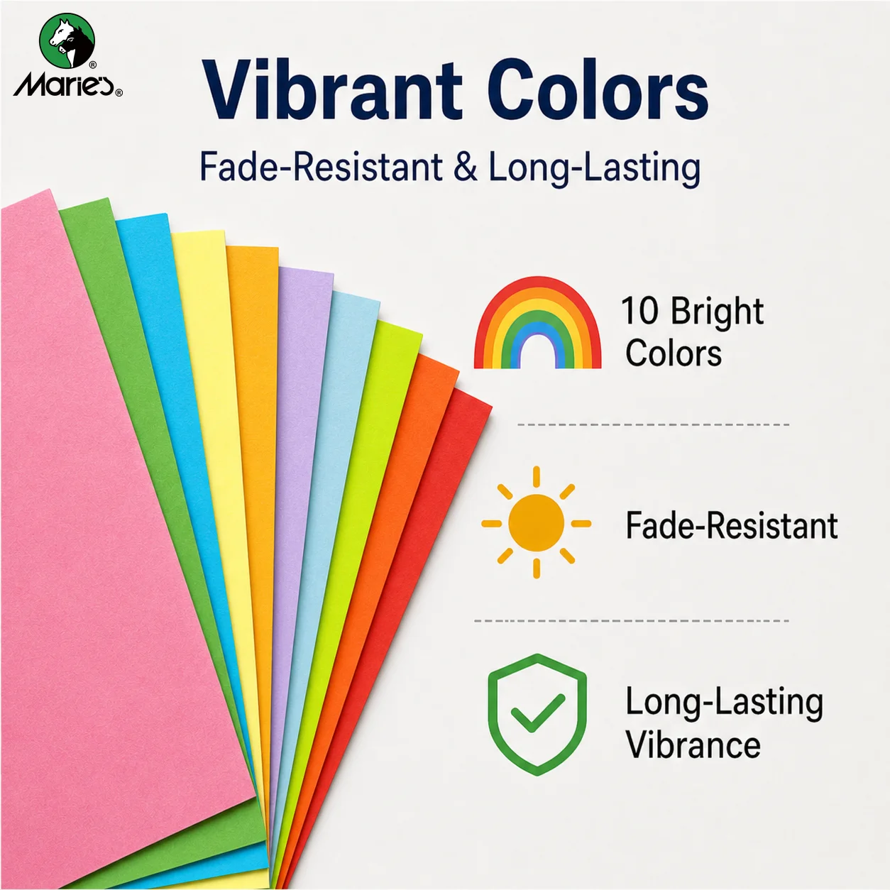 Marie's 10 Colors 200 Sheets Assorted Colored Cardstock Paper,Large Bulk Paper for Scrapbooking,Cards,Paper Cutting Crafts