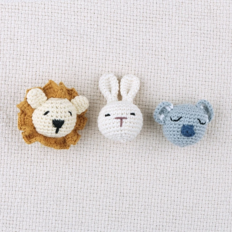 Crochet Animal Cabeça Knitting Beads DIY Bebê Chupeta Cadeia Chewable Acessórios Infantil Newborn Mordedor Handmade Durable