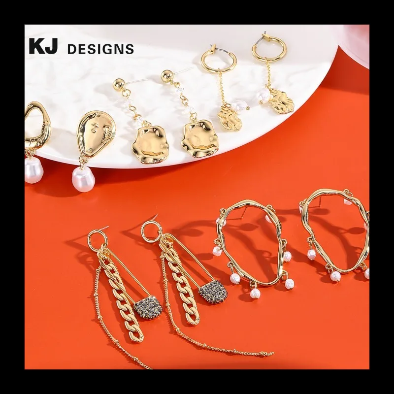 Kolczyki sztyfty ze srebra próby 925, pozłacane, modne, z temperamentem, imitacja pereł, popularne.