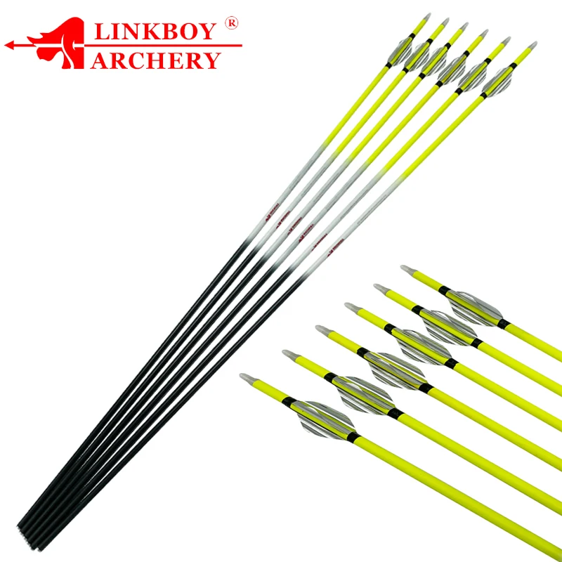 

12X ID6.2MM Arrows Carbon Spine 300 340 400 500 600 700 800 1.8inch Spin Vanes 75gr Tips Recurve Bow and Hunting Accessories