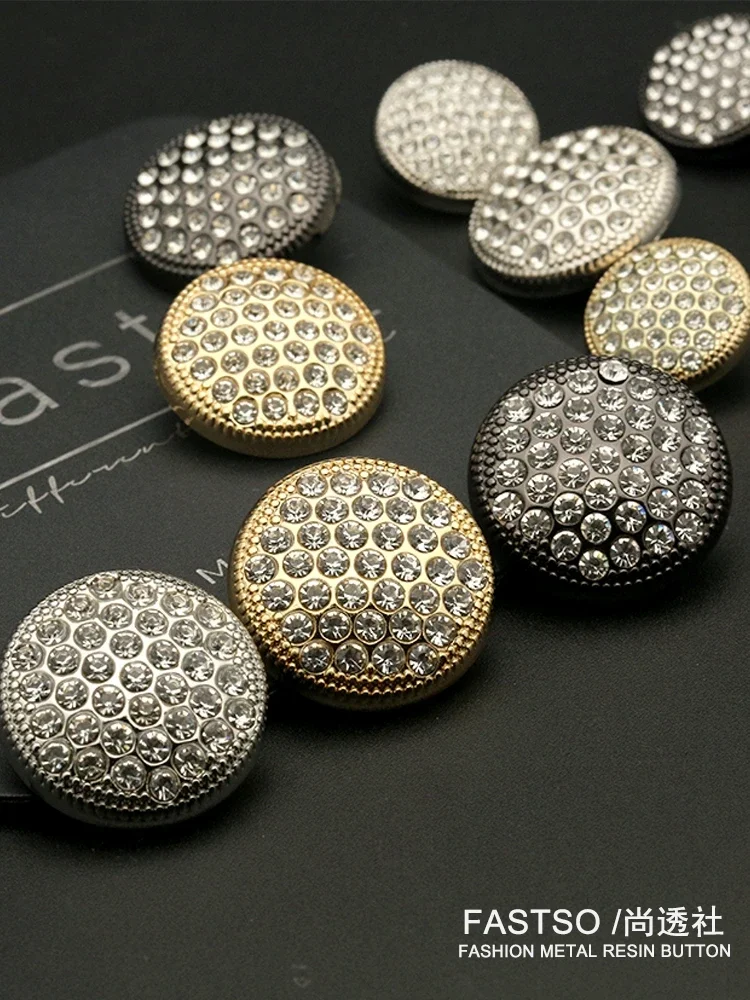 

New Fashion Metal Rhinestone Buttons Shirt Buttons DIY Clothing Sewing Button Needlework Handmade Accessories 6Pcs