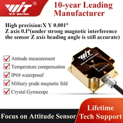 WitMotion HWT9073 AHRS 3-Axis Acceleration+Gyro+Euler Point+Mag filed, built in MMC3630 Mag filed chip and  IP67 Waterproof