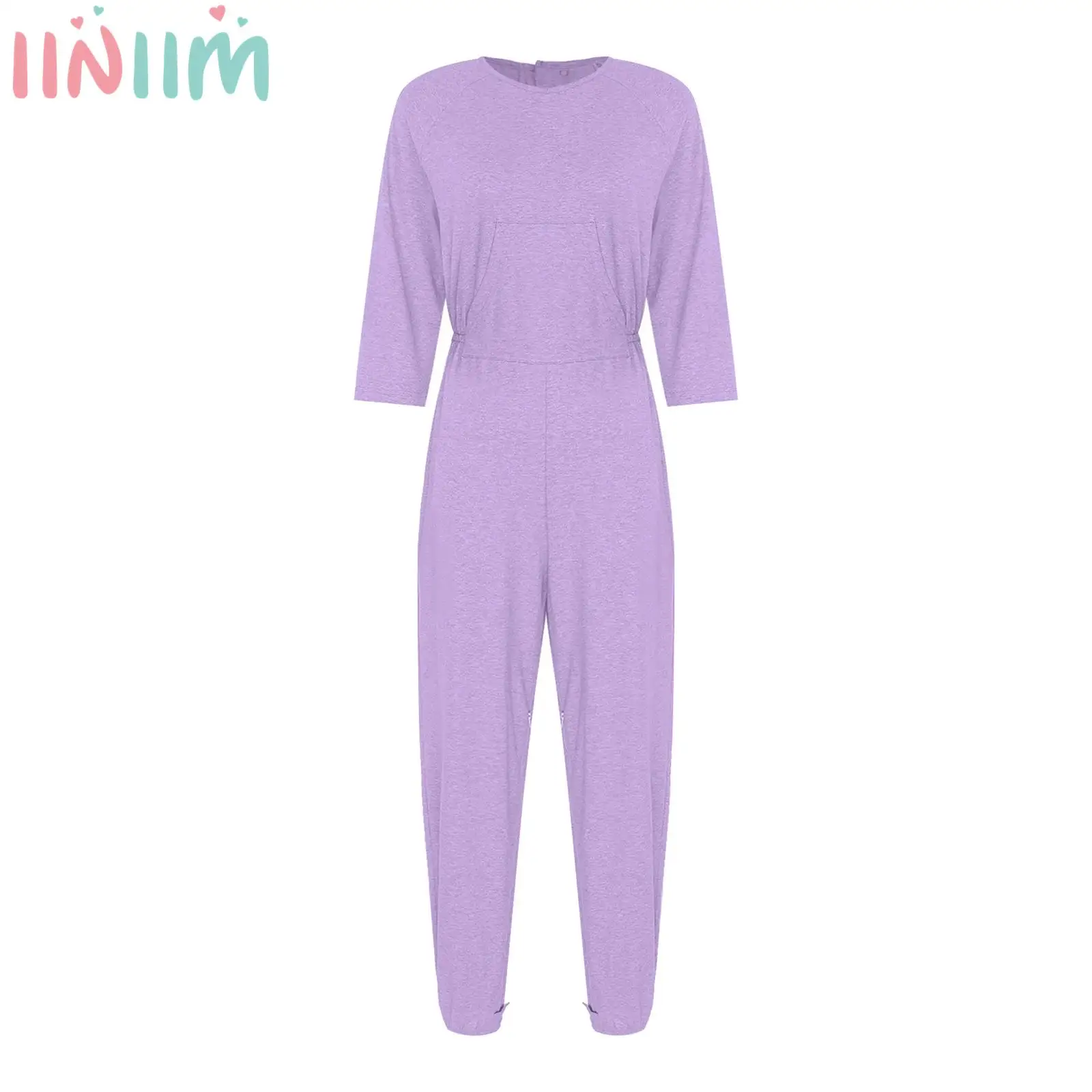 

Anti Strip Adaptive Romper for Elderly Women Featuring Back and Legs Double End Zipper Long Sleeve Jumpsuit for Special Needs