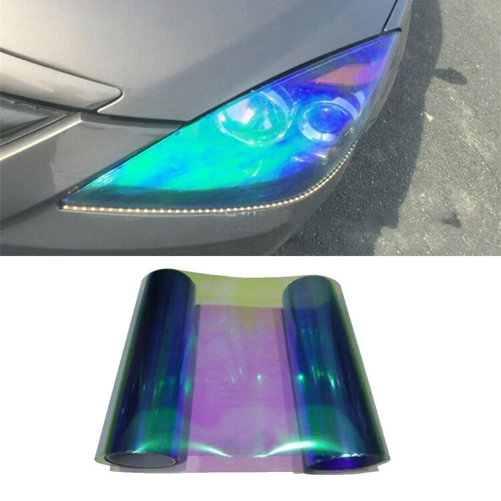 1 Roll Car Chameleon Light Blue Headlight Taillight Fog Light Vinyl Tint Film 12x48 Inch Exterior Accessories