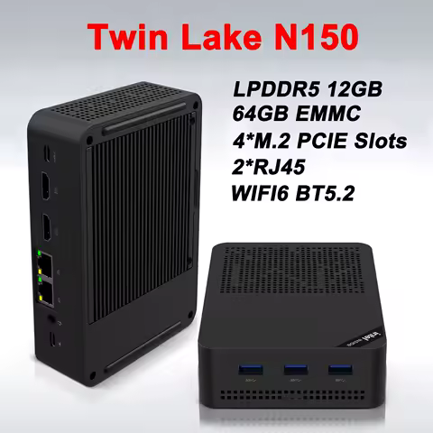 SZBOX EX4 Twin Lake N150 MINI PC Windows 11 Pro LPDDR5 12GB 64GB EMMC 4* PCIE Slots WiFi6 BT5.2 2.5G LAN Office MINI PC Computer
