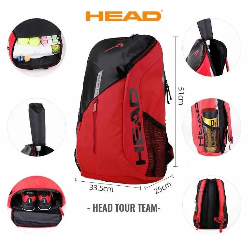 HEAD Tour Team Series 25L Tennis Racket Bags for Men Women Original Comfortable Backpack with Shoe Storage 2 Rackets