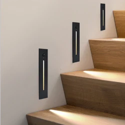 SANDIY Recessed Light Stair Sensor PIR Wall Lamp Bedside Staircase Step Lighting Motion Detector Side Light with Mounting Box 3W