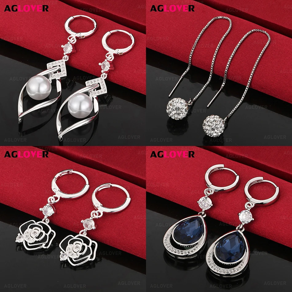 

AGLOVER 925 Sterling Silver Black Rose Zircon Earrings Women's Personality All-match Trendy Party Jewelry