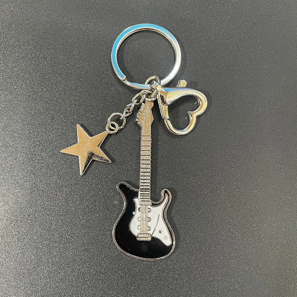 [معدن فضي/نقطة قلب] Rockstar Vibe Keyring Bag Charm AirPods Keychain Key Holder High Teen (نمط)