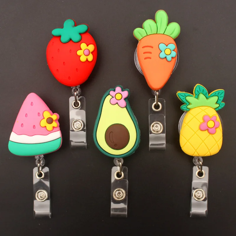 Avocado And Strawberry Style Retractable Badge Reel For Nurse & Doctor Card Holder Office & Hospital Supplies Name Card