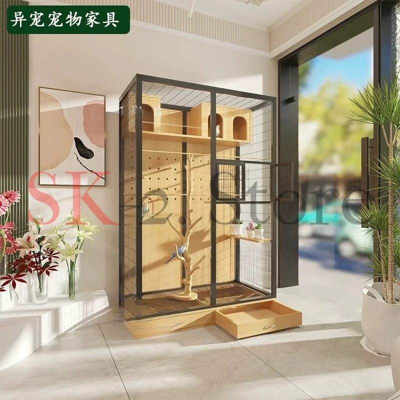 Bird cage extra large king parrot Xuanfeng luxury villa transparent ecological outdoor peacock bird cage household