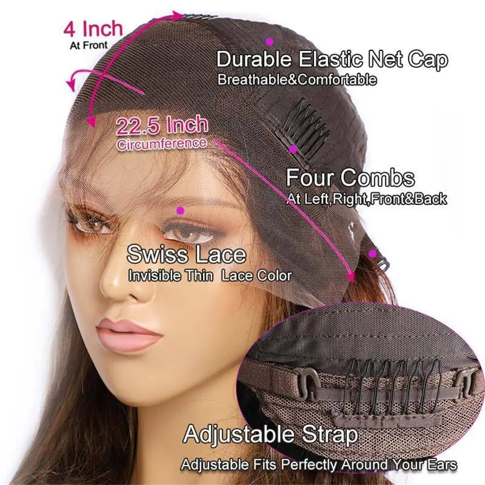 วิกผมไฮไลท์ 13x4 แบบ Bob Lace Front Wig สีออมเบร 4/27 วิกผมตรงไฮไลท์ วิกผมแท้จากบราซิลสำหรับผู้หญิงผิวสี