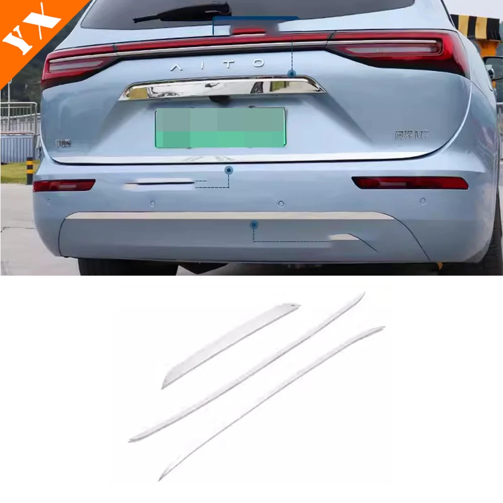 For Huawei Aito M7 2024-2025 Rear Trunk Trim Strip Tail Door Plate Box Garnish Tailgate Strip Decoration Car Accessories