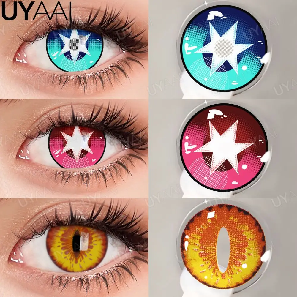 UYAAI Cosplay Farbige Kontaktlinsen Big Eye Schwarze Linse 14,5 mm Kosmetik Halloween Make-up Kontakt Gelbe Linse Weiße Cosplay-Linse