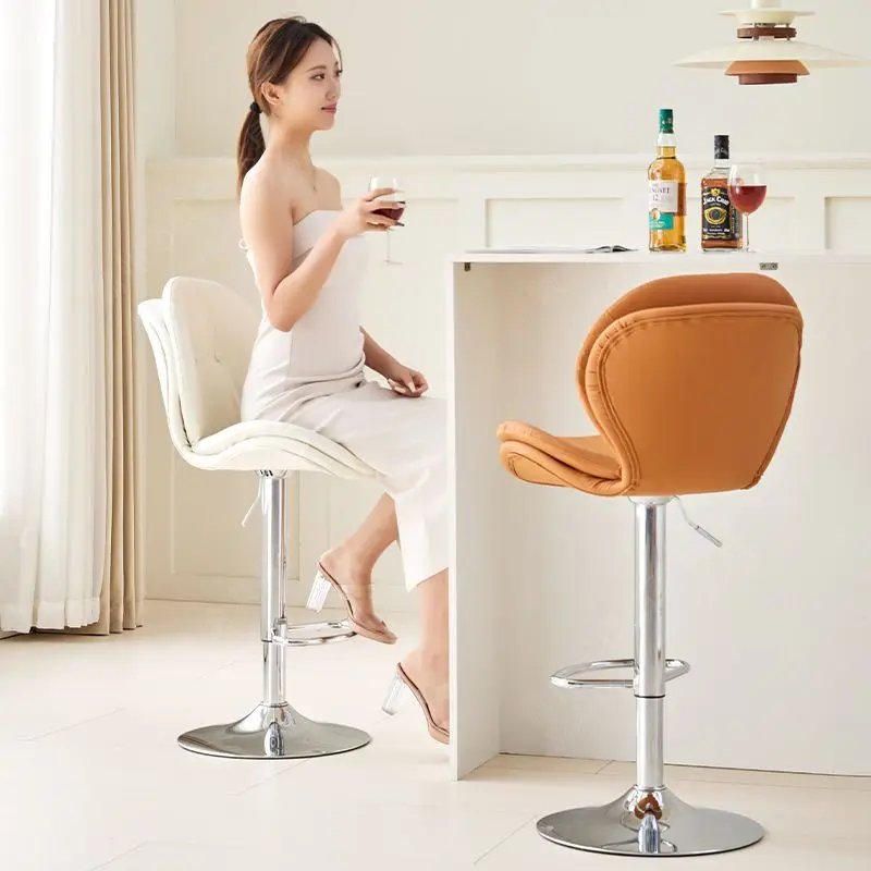 Nordic Waist Protection Comfortable Bar Chairs Lift Swivel Backrest High Stool Home Kitchen Island Chair Creative Bar Chairs view 4