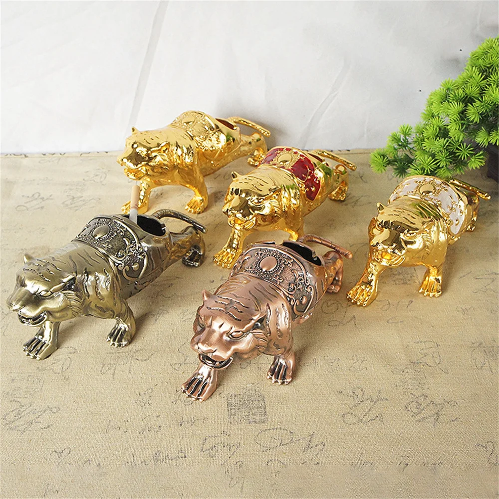 Creative Ashtray Metal Dustproof Enclosed Electroplating Color Men's Gift Home Tea Room Tiger Ashtray