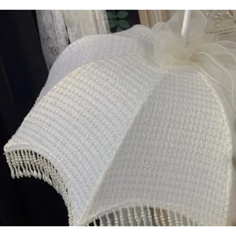 Vintage Lace Parasol with Pearl Tassel  French Style Prop for Wedding Photo