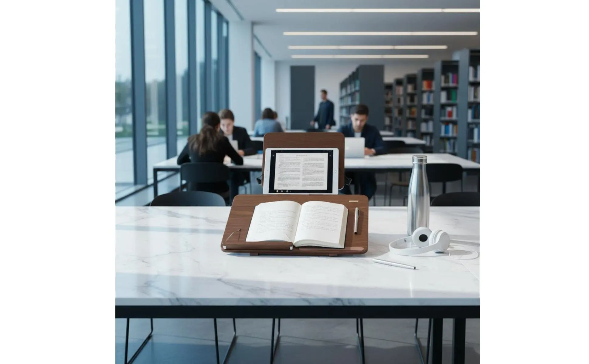 Desktop Perusing and Writing Station Multifunctional Double Tier Perusing Stand Wooden Adjustable Book Holder Ergonomic Design