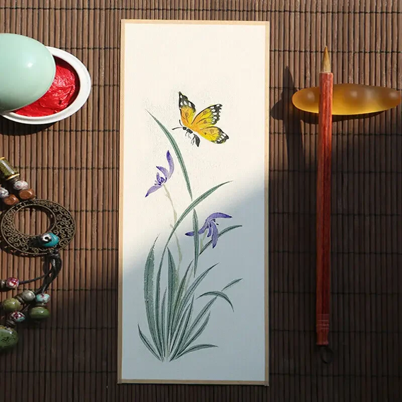 5PCS Chinese Xuan Paper Cards Half Ripe Calligraphy Handwritten Greeting Cards Multicolor Creative Retro Aat Blank Bookmark