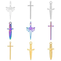 10pcs/lot Stainless steel mini cross knight sword jewelry making charm pendant DIY necklace earring handmade jewelry accessories