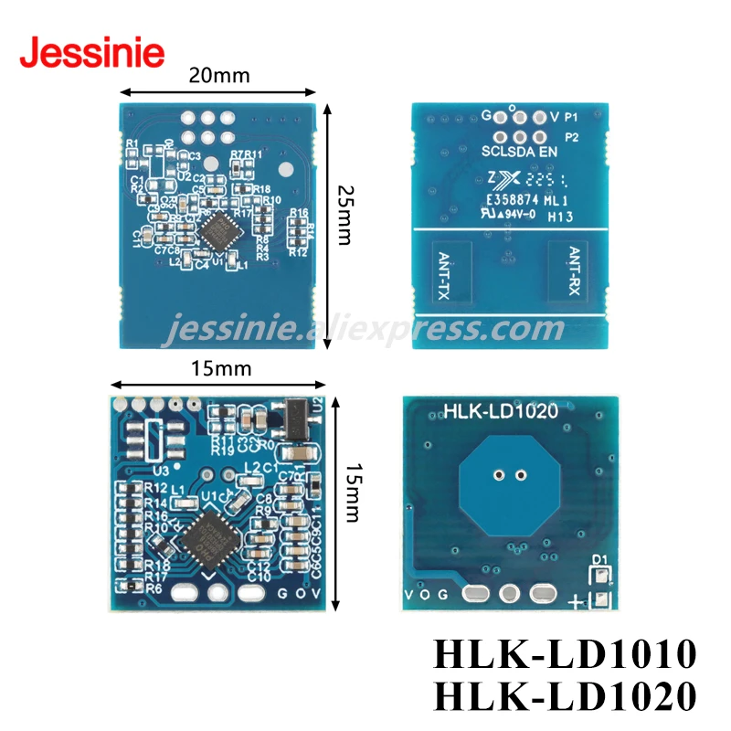2 uds HLK-LD1010 HLK-LD1020 10GHZ módulo de detección de Radar de microondas humano inteligente LD1010/1020 Sensor inteligente de detección de micromovimiento