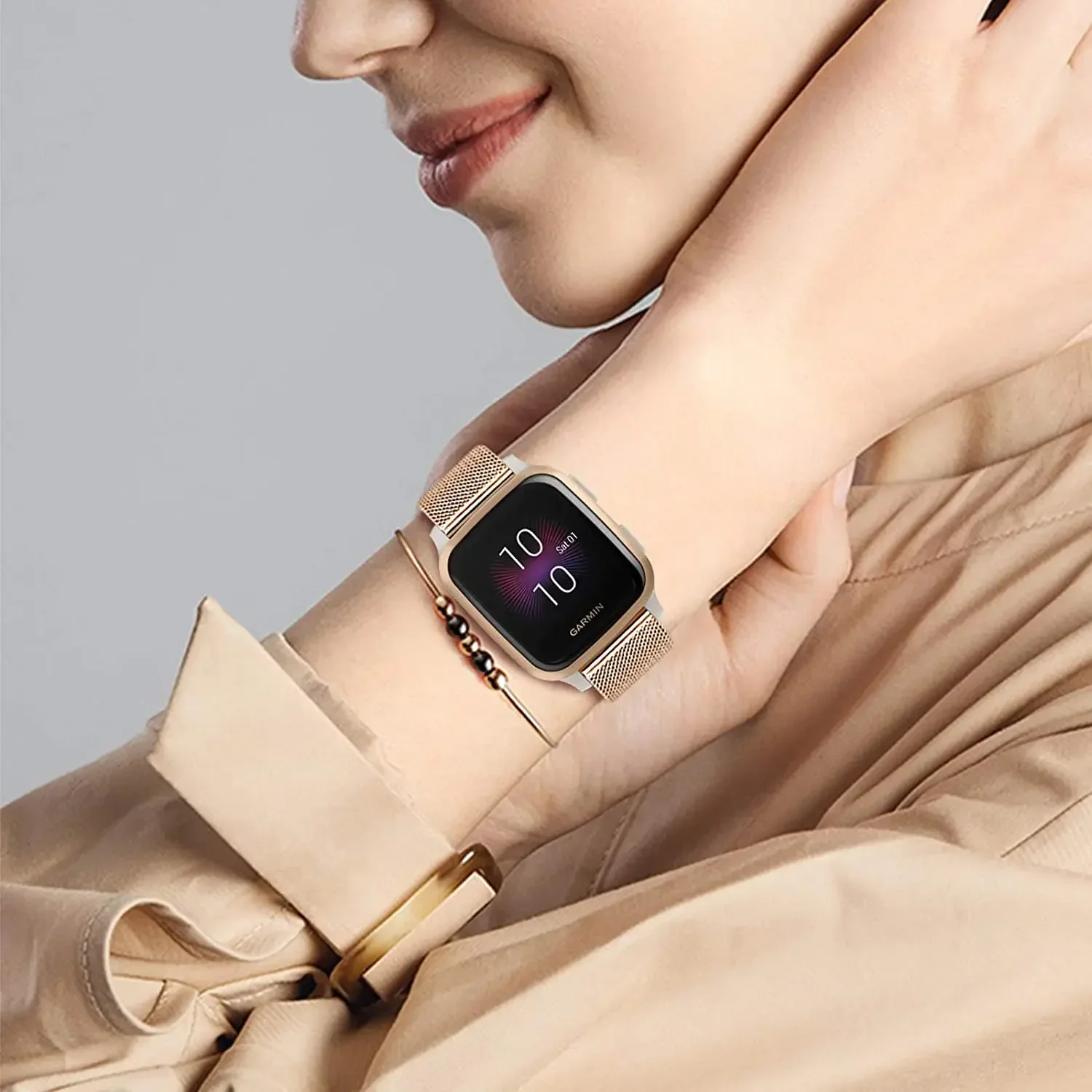 Custodia protettiva con cinturino in metallo per accessori per smartwatch Garmin Venu Sq 2 per bracciale musicale Garmin Venu Sq con cornice a copertura totale