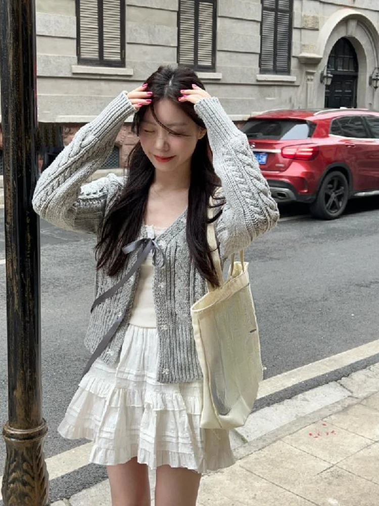 Ropa de calle, Faldas de hadas blancas para Mujer, Faldas de cintura alta acampanadas para Mujer Y2k, minifalda estética de primavera con volantes para Mujer Grunge