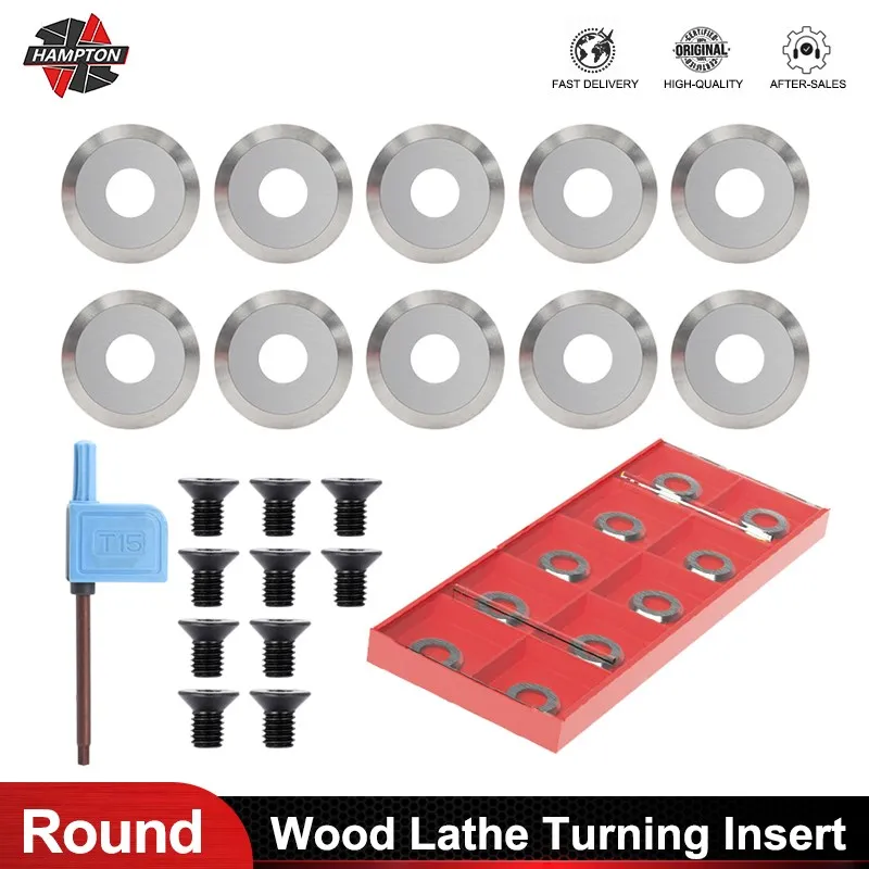 Round Carbide Insert Cutter 8.9mm 12mm 15mm 16mm 18mm for Wood Lathe Turning Finisher Hollower Tools