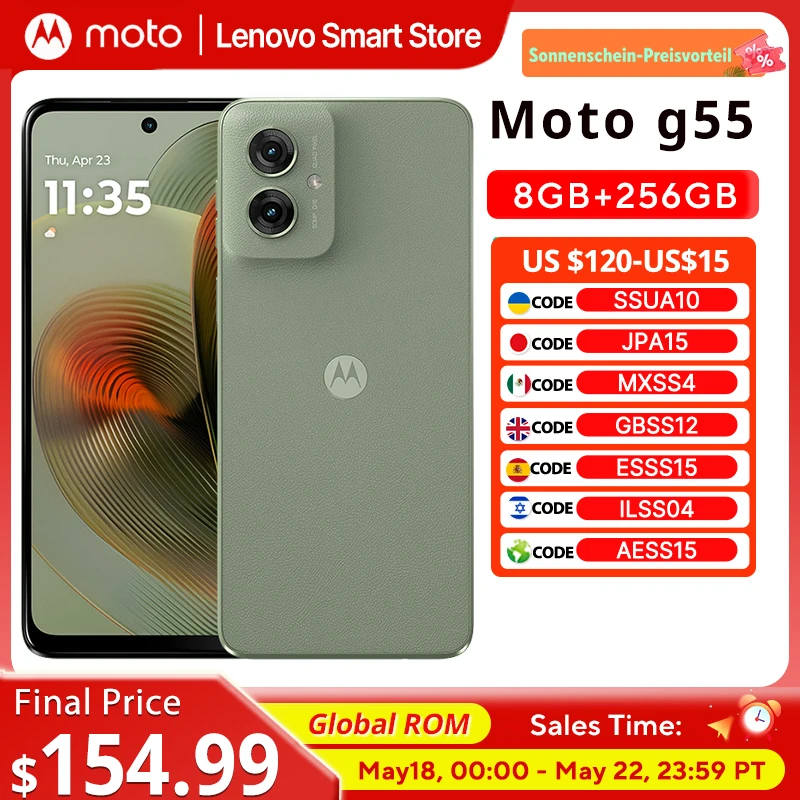 Motorola MOTO G55 Smartphone Original Global ROM 6.5-inch 120Hz Display 256GB MediaTek Dimensity 7025 50MP Cellphone