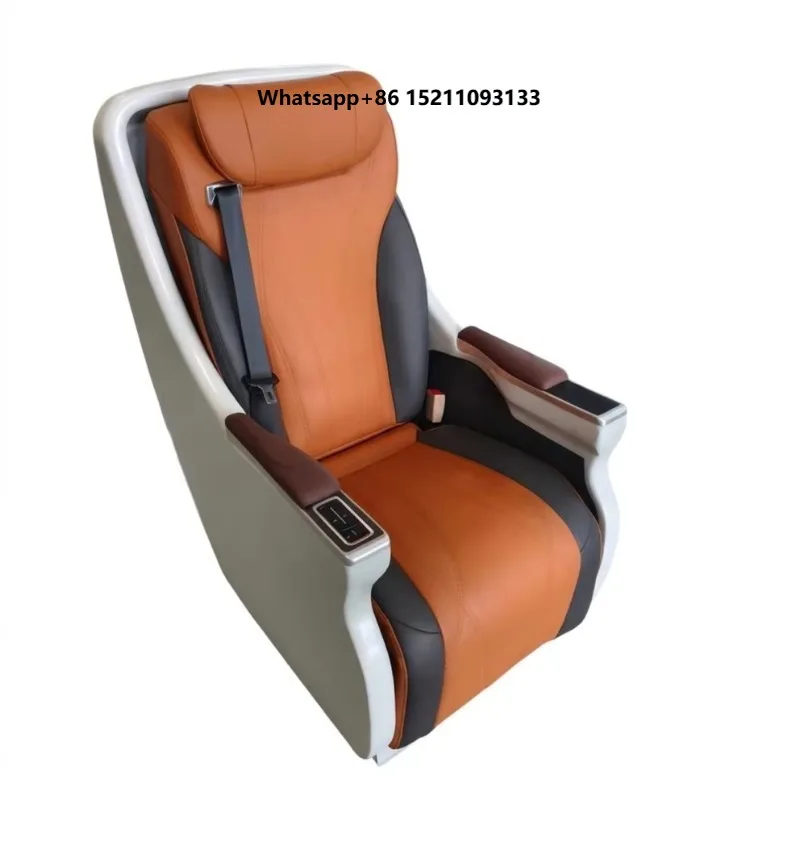 Sophisticated Orange Tone Motorized Recliner Seat with Heating Cooling System for High Class Interior