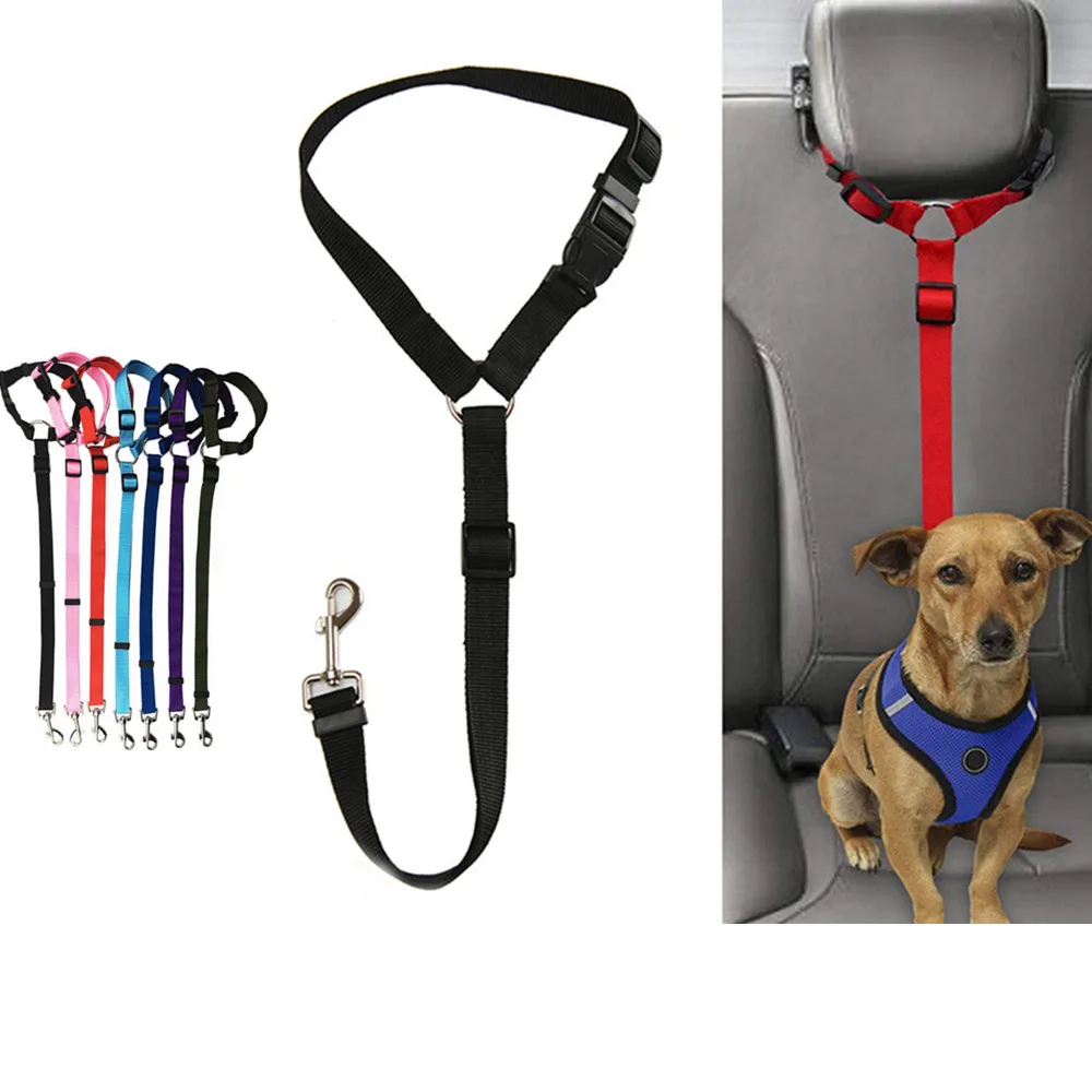 Two-in-one Adjustable Dog Seat Belt Dog Harness Pet Car Vehicle Seat Belt Pet Safety Leash Leads for Dogs/Cats Adjustable