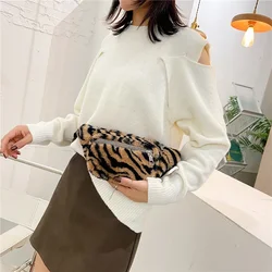 Retro Velvet Women's Waist Bag Luxury Leopard Banana Chest Pack Design Zebra Print Plush Funny Bag Female Shoulder Crossbody Bag