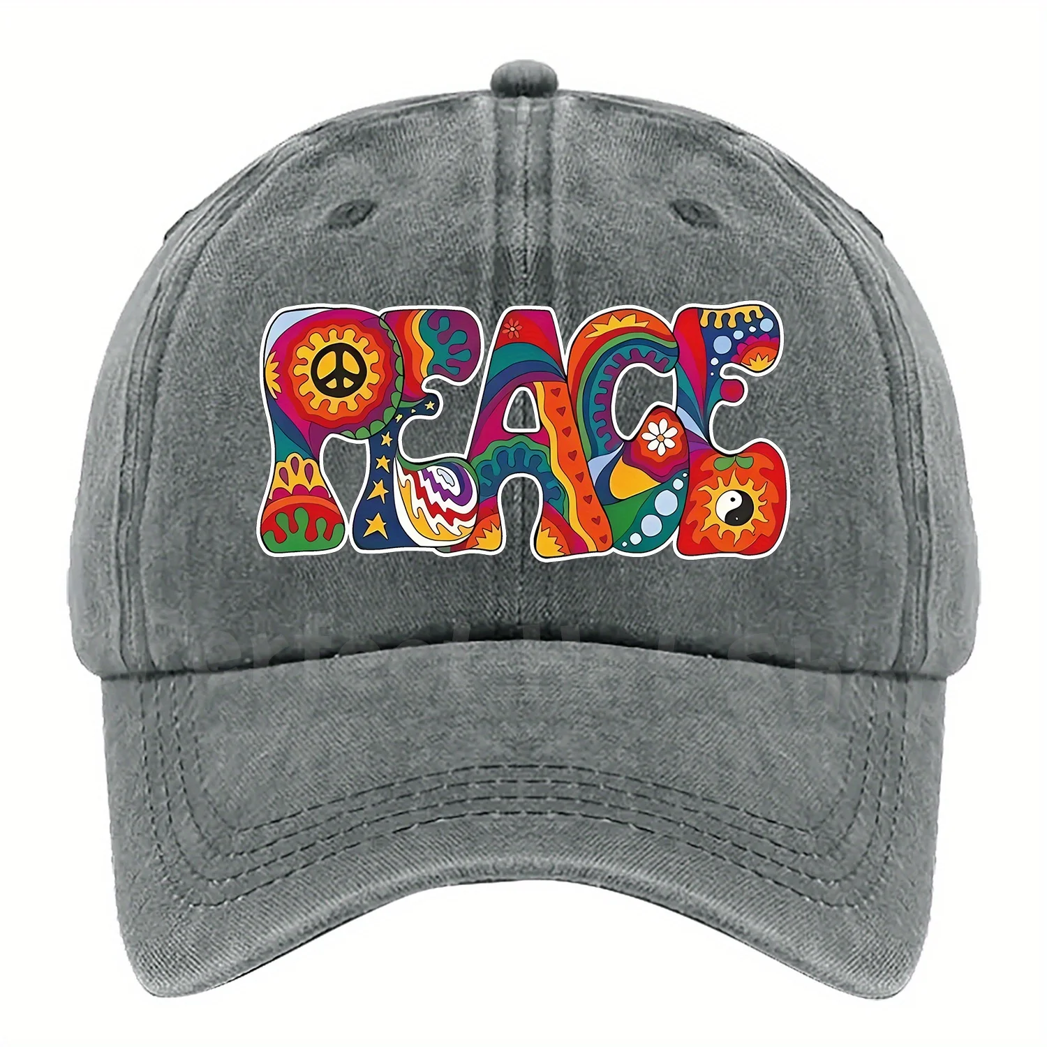 

Vibrant 'Peace' Letter Print Baseball Cap - Adjustable Cotton Dad Hat With Sun Protection For Women | Multiple Colors Available