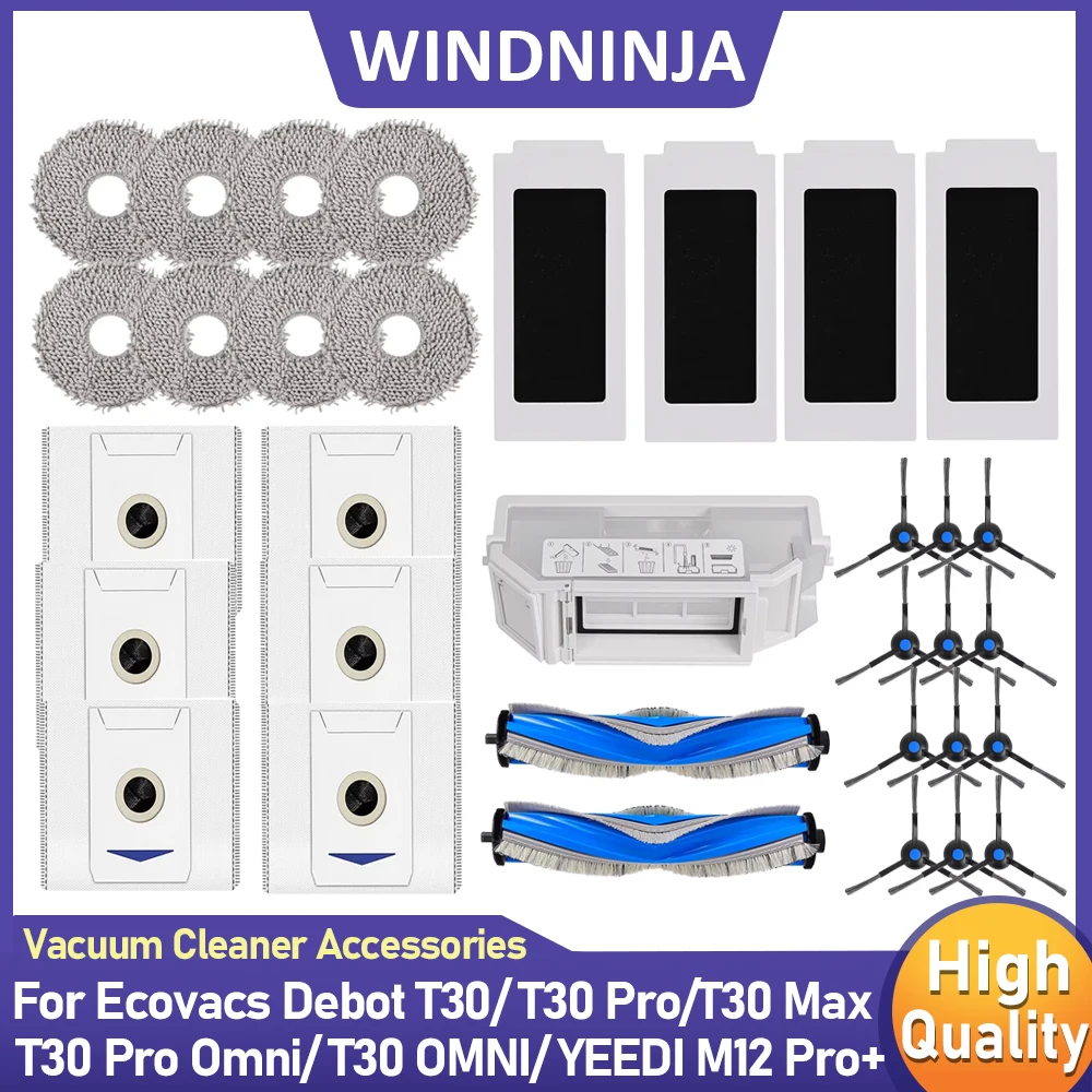 Staubbeutel Roller Seite Pinsel Mopp Tuch Staub Box Hepa-Filter Teile Für Ecovacs Deebot T30 MAX T30 OMNI T30 Pro Omni YEEDI M12 Pro +