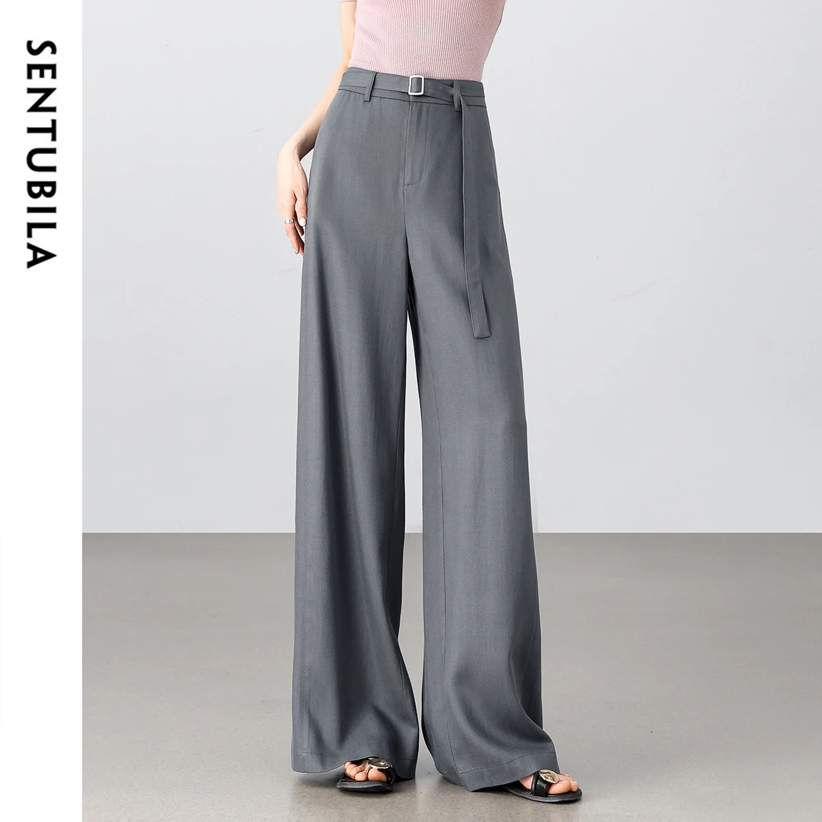 

SENTUBILA Women's Pants 2025 Spring Summer Loose Full Length Fashion Work Business Trousers with Belt Women's clothing 152K87962