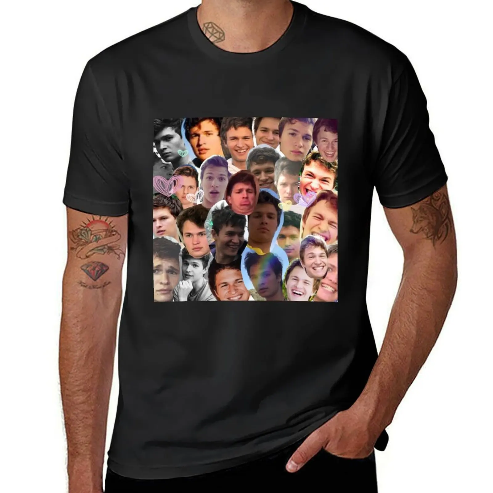 Ansel Elgort collage T-Shirt customizeds Blouse oversizeds mens tall t shirts