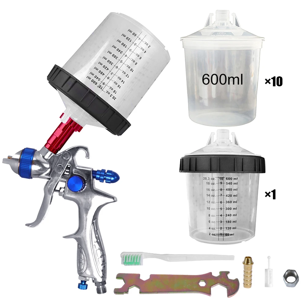 H887 1.4/1.7mm Nozzle Professional Spray Gun Paint Sprayer With Disposable Measuring Cup Adapter for Painting Car Aerograph Tool