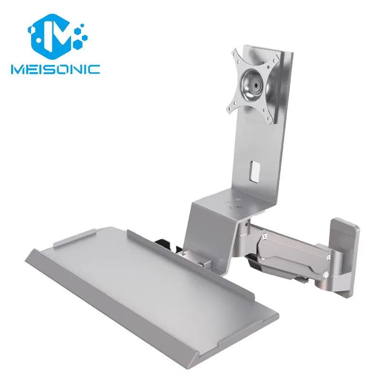 

Silver T9-GA01KBL-S VESA Wall Mount Mouse Keyboard Stand New Commercial Use Folding Design Cable Duct Arm 90 Degrees